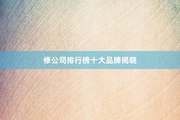 修公司排行榜十大品牌揭晓